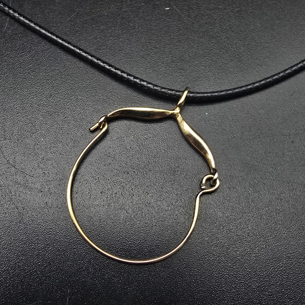 Gold Plated Sterling Silver Charm Holder Pendant on Black Cord Necklace